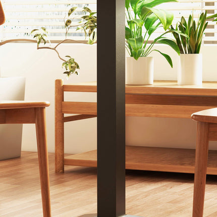 Square Dining Table, Dark Brown, Wood Look, Steel Base