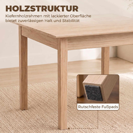 Square Dining Table, Natural Pine Wood, 75x75x76 cm