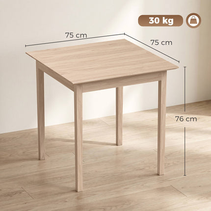 Square Dining Table, Natural Pine Wood, 75x75x76 cm