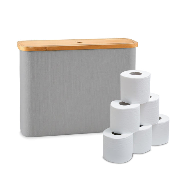 Vierkante stoffen toiletrolhouder, geschikt voor 12 rollen.