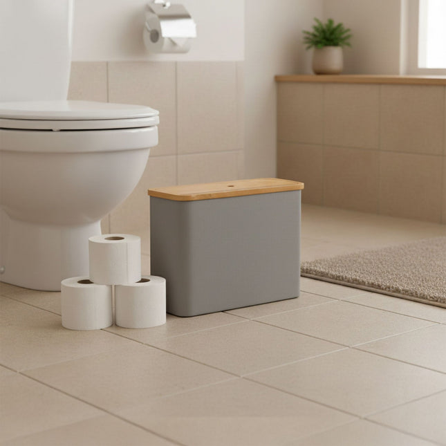 Vierkante stoffen toiletrolhouder, geschikt voor 12 rollen.
