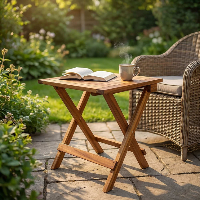 Square Folding Acacia Table – Indoor/Outdoor Use