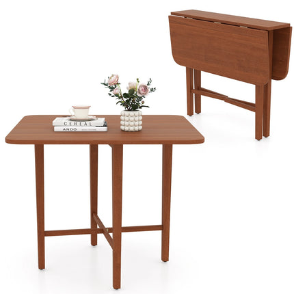 Square Folding Dining Table for 2-4, Brown Wood, Space-Saving