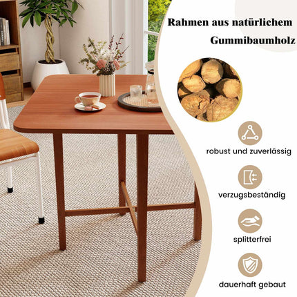 Square Folding Dining Table for 2-4, Brown Wood, Space-Saving