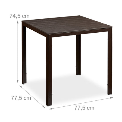 Square Garden Table with Wood Effect