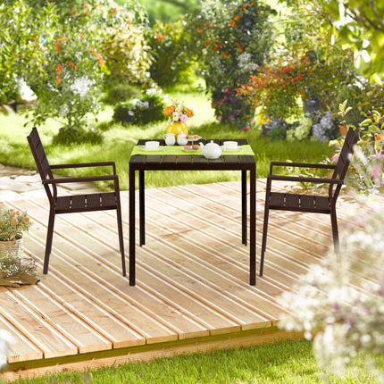 Square Garden Table with Wood Effect