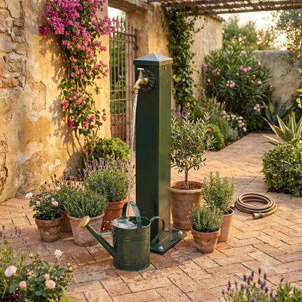 Square Green Garden Water Fountain Column