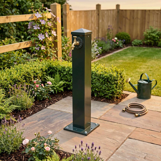 Square Green Garden Water Fountain Column