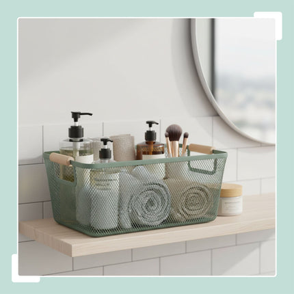 Square Metal Storage Basket with Handles
