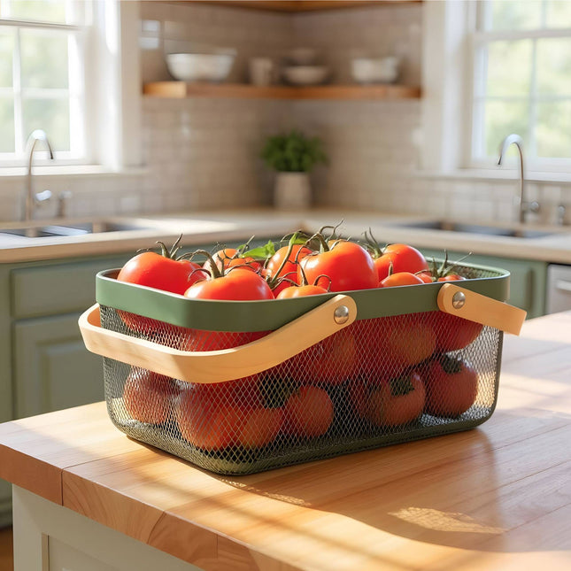 Square Metal Storage Basket with Handles