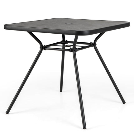Square Outdoor Dining Table with DPC Top, Umbrella Hole, 80cm