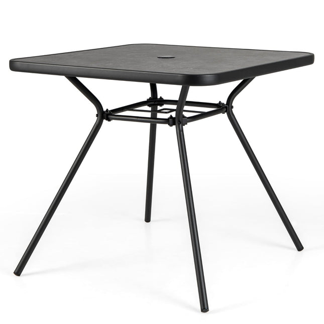 Square Outdoor Dining Table with DPC Top, Umbrella Hole, 80cm