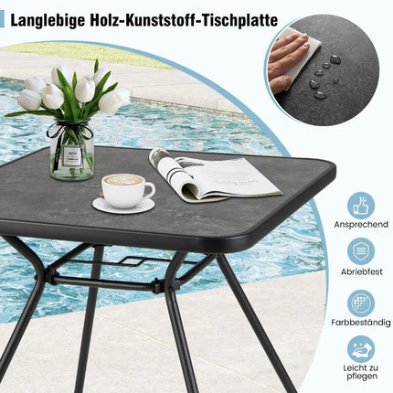Square Outdoor Dining Table with DPC Top, Umbrella Hole, 80cm