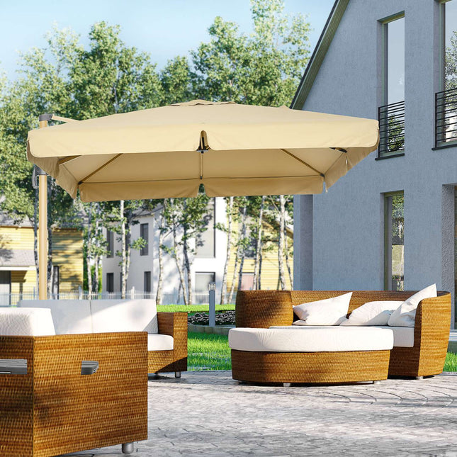 Square Cantilever Parasol, Adjustable height, 295 cm, Khaki
