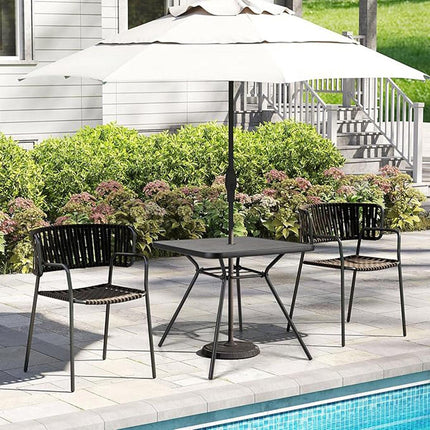 Square Patio Dining Table, 80cm, 4cm Umbrella Hole