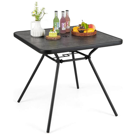 Square Patio Dining Table, 80cm, 4cm Umbrella Hole