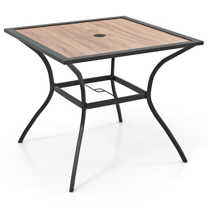 Square Patio Dining Table, Brown & Black, Metal Frame