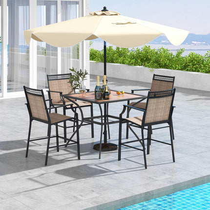 Square Patio Dining Table, Brown & Black, Metal Frame