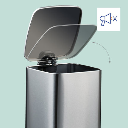 Square Pedal Bin 6L with Liners – Soft-Close, Hands-Free
