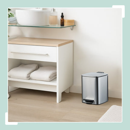 Square Pedal Bin 6L with Liners – Soft-Close, Hands-Free