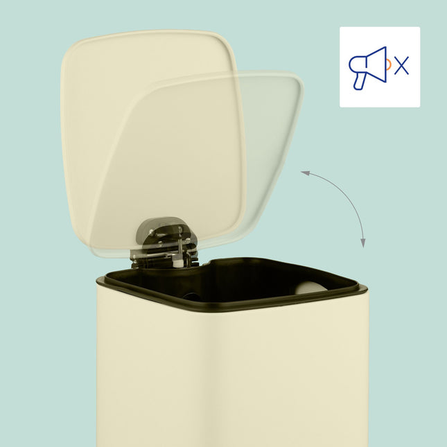 Vierkante pedaalemmer 8 liter met vuilniszakken - soft-close, handsfree