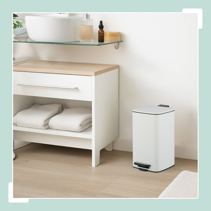 Square Pedal Bin 8L with Soft-Close Lid and Liners