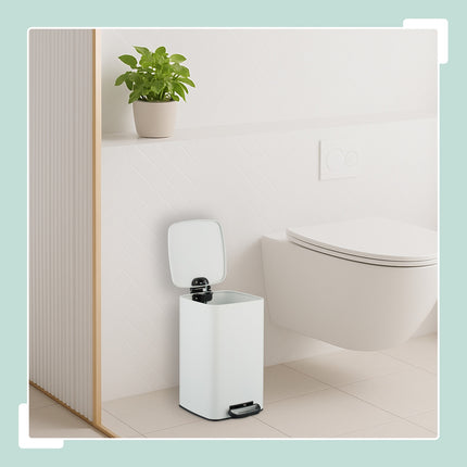Square Pedal Bin 8L with Soft-Close Lid and Liners
