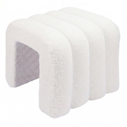 Square Plush Footstool – Teddy Fabric, Padded Seat