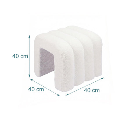 Square Plush Footstool – Teddy Fabric, Padded Seat