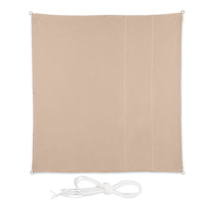 Square Sun Shade Sail, Beige Polyester With Ropes