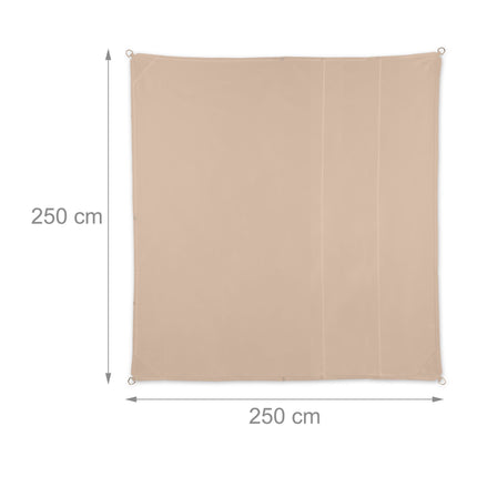 Square Sun Shade Sail, Beige Polyester With Ropes
