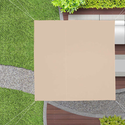 Square Sun Shade Sail, Beige Polyester With Ropes
