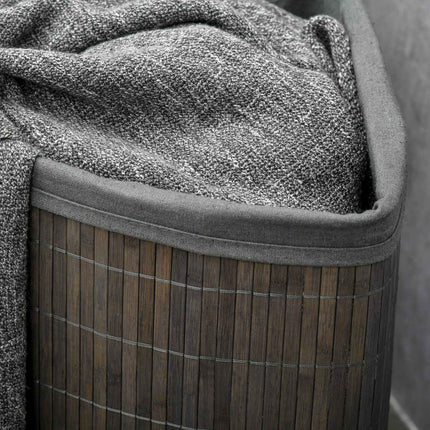 Bamboo laundry basket, 55L with lid & removable bag, grey