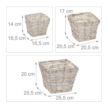 Square flower pot - set of 3