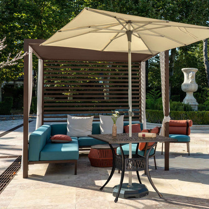Square garden table with umbrella hole