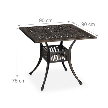 Square garden table with umbrella hole
