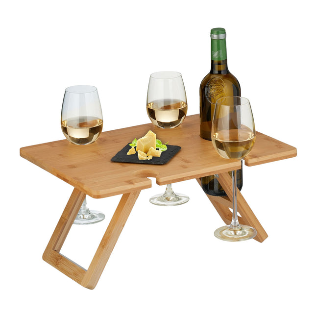Vierkante picknickwijntafel van bamboe
