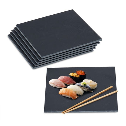 Square slate plate set of 6