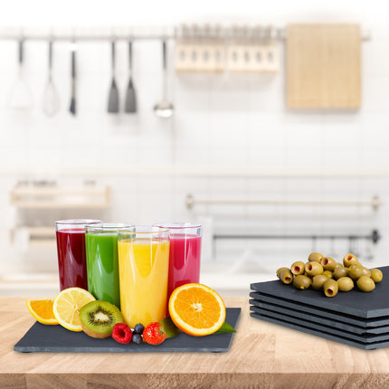Square slate plate set of 6