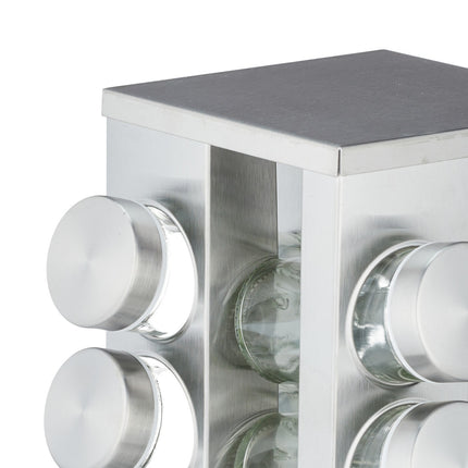 Square spice carousel with 16 glasses