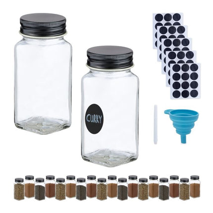 Square stainless steel spice jars