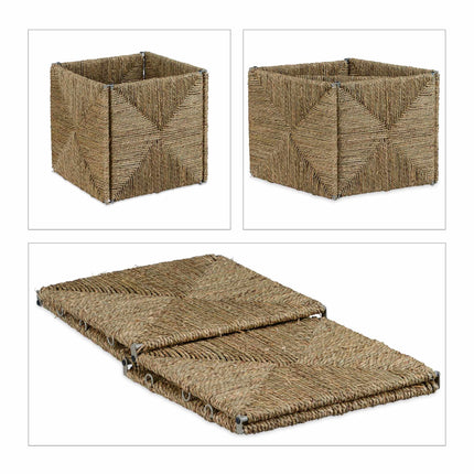 Square storage basket in seaweed