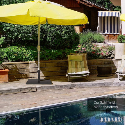 Square umbrella holder of 50 cm parasol base with foot pads Black