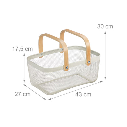 Square wire basket with handle