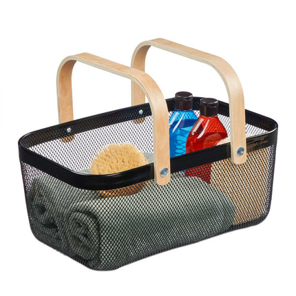 Square wire basket with handle