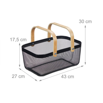 Square wire basket with handle