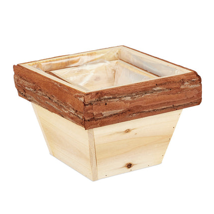 Square wooden pot set of 2