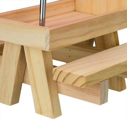 Squirrel Picnic Table Feeder with 2 Umbrellas