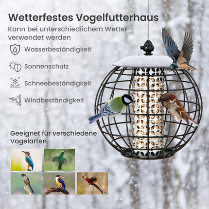 Squirrel-Proof Hanging Bird Feeder, Black, 21 x 22.5 cm