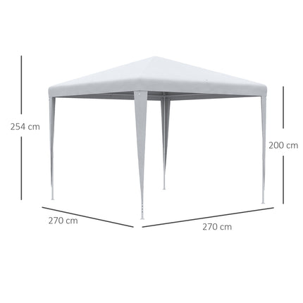 Marquee, 2.7x2.7M, Stable Steel Frame, White Tarpaulin